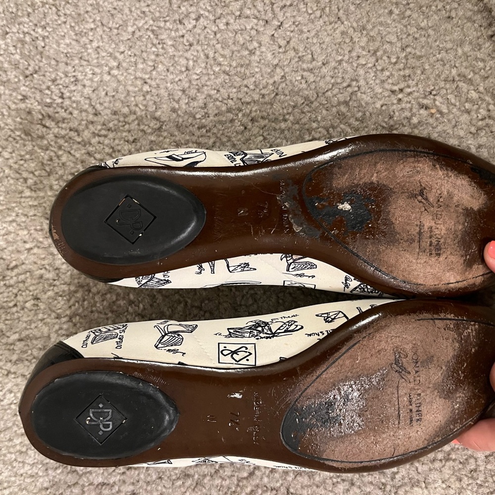 Donald J. Pliner Black and Cream Patterned Flats - Picture 3 of 6